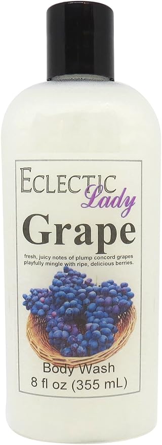 Eclectic Lady Liquid Pearl Body Wash - Grape Scent 3-in-1 Use For Bubble Bath Hand Soap &amp Body Wash Phthalate-Free Grape Fragrance Handcrafted in USA (8 oz)