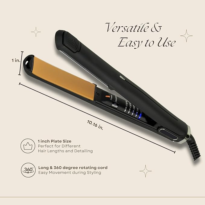Professional Hair Straightener and Curler 2 in 1 Titanium Flat Iron Original Ceramic Flat Iron Flat Iron for A Smooth Finish Ceramic Floating Plates Quick Heat Up