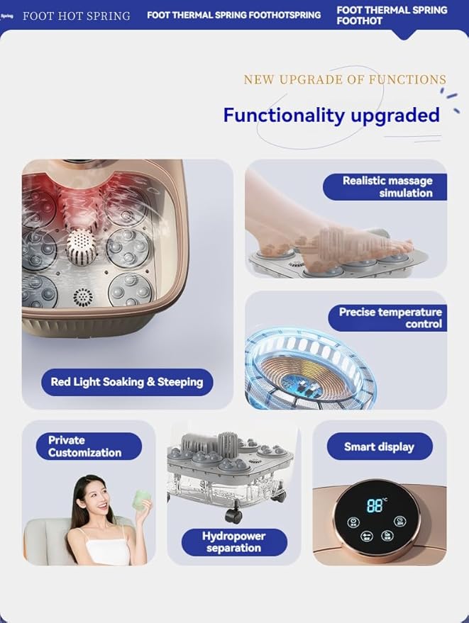 Fully Automatic Electric Household Foot Massage Heating Foot Bath Basin Multi-Functional Constant-Temperature Foot Bath a Gift for Parents
