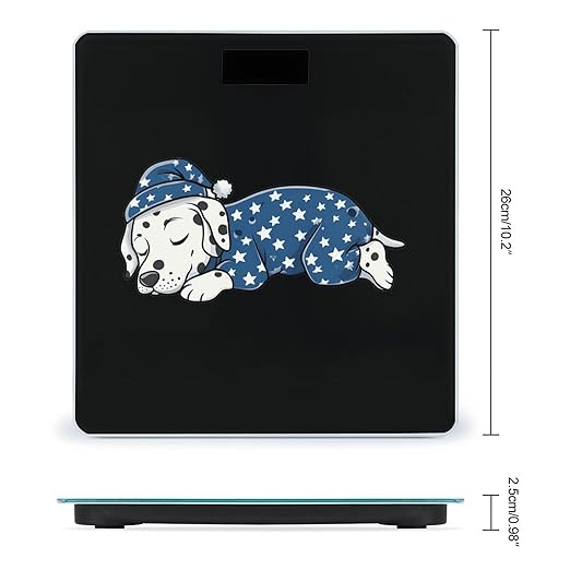 Sleeping Dalmatian Dog Digital Bathroom Scale for Body Weight Lighted LCD Display Round Corner