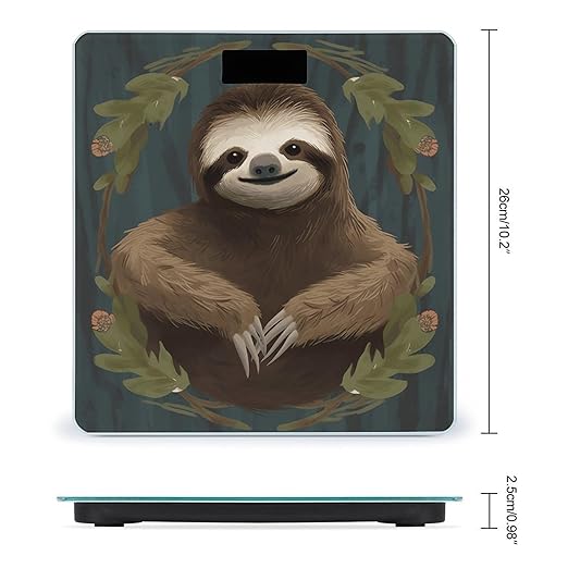 Sloth Bathroom Scale Large LCD Backlight Display Digital Scale Rounded Corners Body Scales Automatic Power On/Off Bathroom Scales for Home Bedrooms