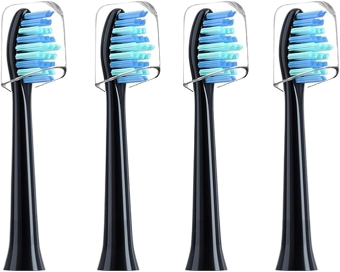 Suitable Compatible for SUMKYLE Electric Toothbrush Head EA320/EA315 Dupont Bristles Adult Replacement Replace Nozzles with Cover(4PCS Black)