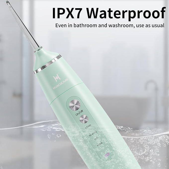 Water Flosser Equipped with Two Water Tanks for Home and Travel3 Modes Dental Oral IrrigatorPortableIPX7 WaterproofPowerful Battery Life Water Dental Flossers for Teeth (Light Green)