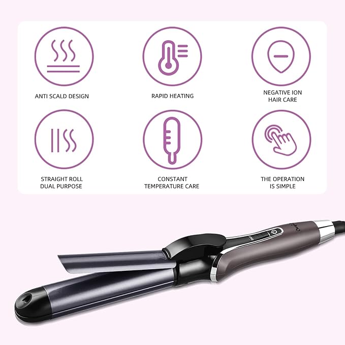 2 in 1 Flat Iron Hair Straightener Curler Dual Use Ceramic Hair Straightening Iron for Long Short Thick Fine Hair Professional Hair Curler 120 ℃ ~ 200 ℃ Adjustable Fast Heating