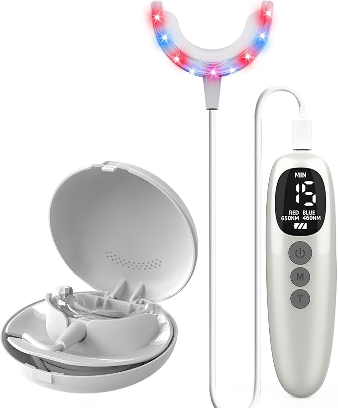 RED+Blue RED Blue Light Therapy for Gums LEDs Periodontal Light Gum Health Repair Bleeding Gums and Teeth Whitening Accelerator with Tray Storage Case