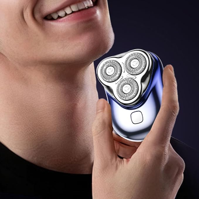 Small Rechargeable Men Electric Shaver with 3 Floating Heads Multifuntional Small Trimmer ABS Texture for Close Shaving