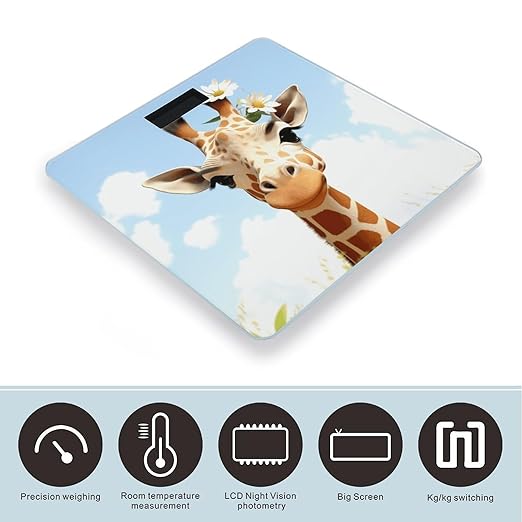 Giraffe Bathroom Scale Large LCD Backlight Display Digital Scale Rounded Corners Body Scales Automatic Power On/Off Bathroom Scales for Home Bedrooms