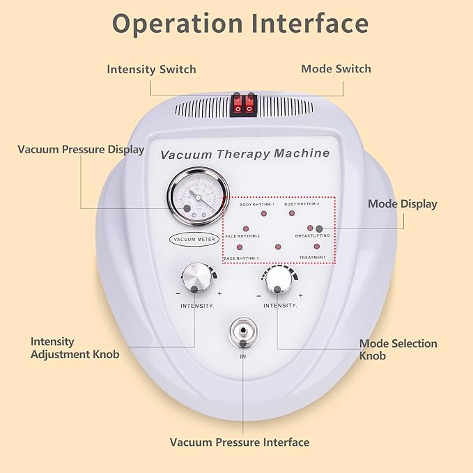 Yofuly Vacuum Therapy Machine Multifunctional Vacuum Therapy Cupping Machine Vacuum Cupping Machine with 30 Vacuum Cups and 3 Gua Sha Handles | 0-70 cmHg