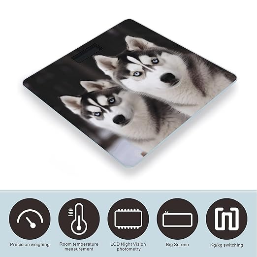 Husky DogScale for Body Weight with LCD High Precision Weighing Scales Fashion Sturdy Tempered Glass Weight Scales Easy-to-Read Digital Bathroom Scale for Daily 400lb