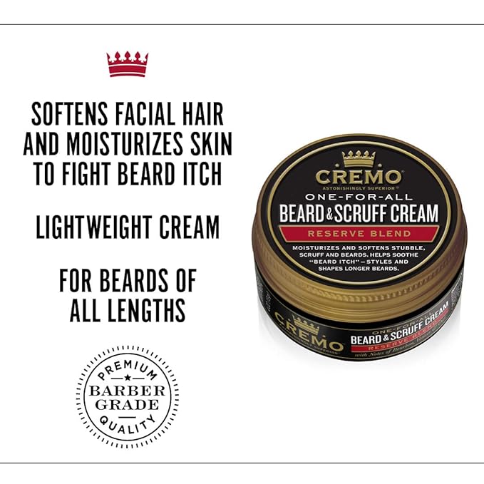 Cremo Beard &amp Scruff Cream Distiller's Blend (Reserve Collection) 4 oz - Soothe Beard Itch Condition and Offer Light-Hold Styling for Stubble and Scruff (Product Packaging May Vary) 0 fluid oun