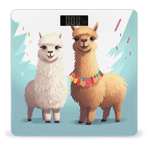 Llama Alpaca Weight Scale Large Bathroom Scales Digital Weight with Bright LED Display Non Slip Automatic Weighing Scale Fashion Weighing Machine for Body