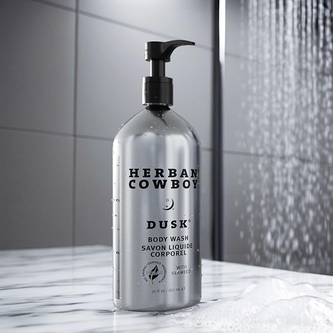 Herban Cowboy Dusk Body Wash 30 oz Aluminum Bottle and 64 oz Refillable Pounch