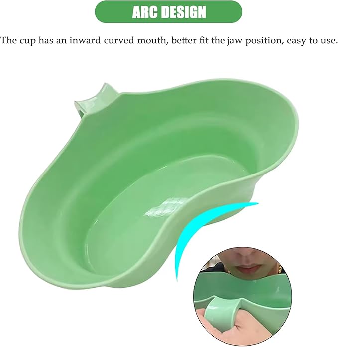 Oral Care Brush Teeth Plastic Vomit Basin Cup Brush Patient Mouthwash Basin Teeth with Wide Mouth Arc Design Bed Mouthwash Cup Emesis Basin for Elderly Bedridden Patients and Teeth Cleaning