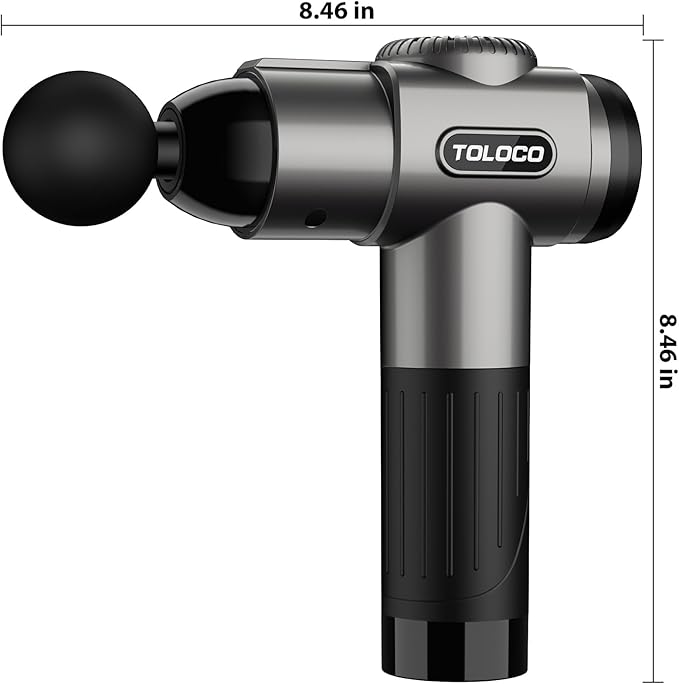 TOLOCO Massage Gun Deep Tissue Back Massage for Athletes for Pain Relief Percussion Massager with 10 Massages Heads &amp Silent Brushless Motor Valentines Day Gifts for Him Her Grey