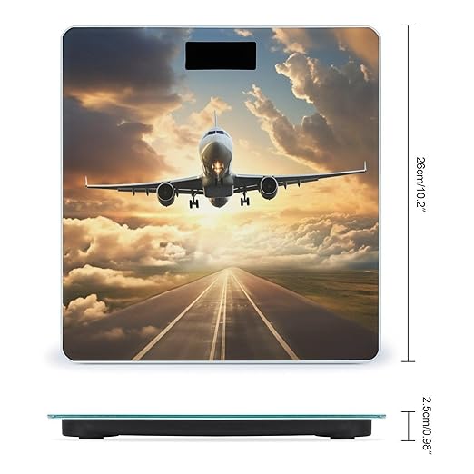 Airplane Scale for Body Weight Safe Rounded Corners Tempered Glass Digital Bathroom Scale LED Display 400lb Capacity Weight Scales with High Precision Sensors