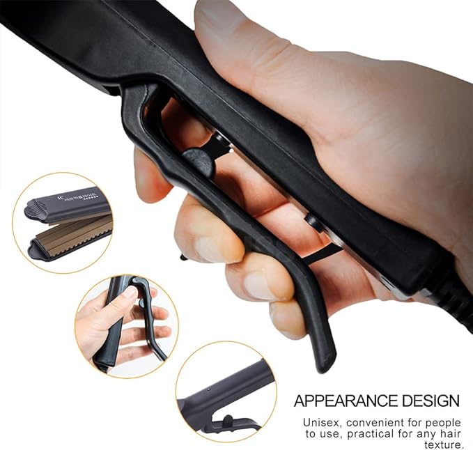 Pro Big Hair Crimper Corrugated Iron Hair Waver Fluffy Hair Straightener Curling Iron Titanium Ceramic Flat Crimping Iron Plate