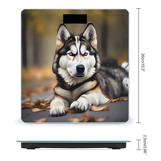 Digital Bathroom Scale for Body Weight Scale with Bright LCD Display High Accuracy Step-On Technology Auto On/Off Cute Huskys Digital Scales 400 Lbs /180kg