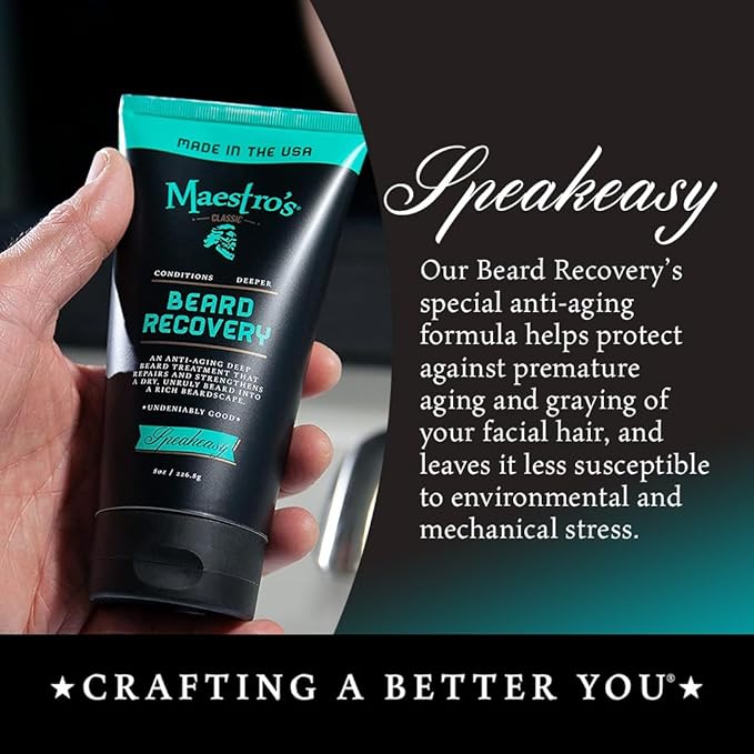 Maestro's Classic Beard Recovery Tube – Mark of a Man Blend | Beard Moisturizer for All Hair Types | Hydrating Soothing &amp Softening Beard Conditioner for Men 8 Ounce