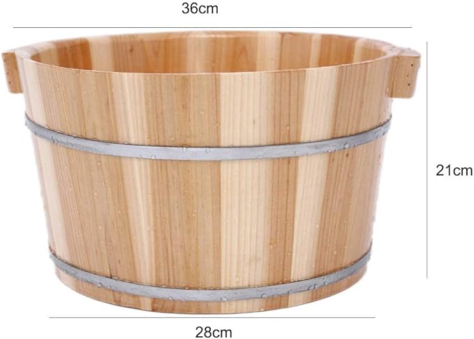 Foot Tub Wooden Foot Basin Foot Bath Barrel Fir Foot Barrel Thickened Ear Design Suitable For Families Massage Rooms Hotels Etc.40x27x32cm foot Bath Wooden Bucket Foot Spa Household Wash Ba