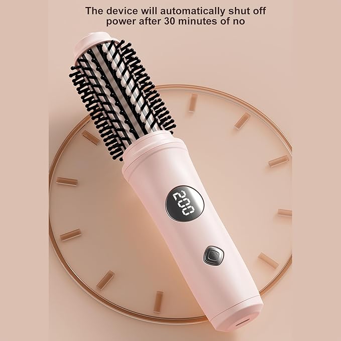 Fast Heating Curling Brush with Straightening Feature Texture Rechargeable Appliance for Safe Hair Styling Curling Iron