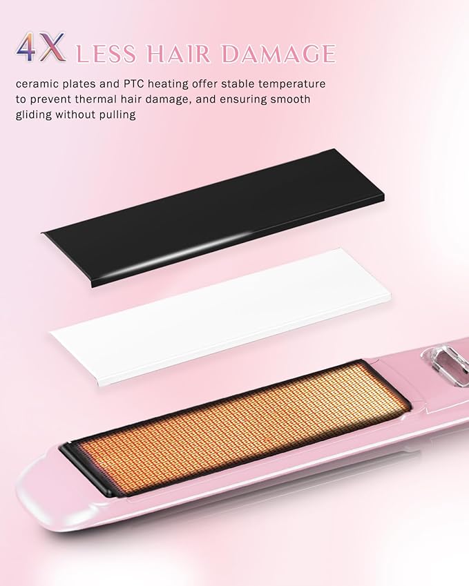 DORISILK 500 Degree High Temp Professional Hair Straightener30s Fast Heating Ceramic Flat Iron 2 in 1 Hair Straightener and CurlerPlasma Flat Iron Get Frizz-Free and Shiny(Pink)