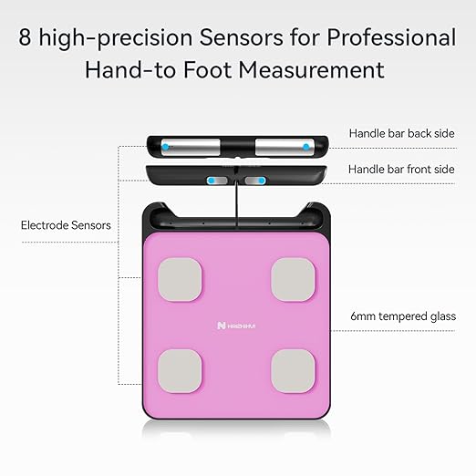Fitdays Smart Scale for Body Weight and Fat Percentage FSA&ampHSA Eligible 8-Electrode Digital Bathroom Scale with BMI Body Fat &amp Muscle Mass to 28 Body Composition and Printable Body Analysis