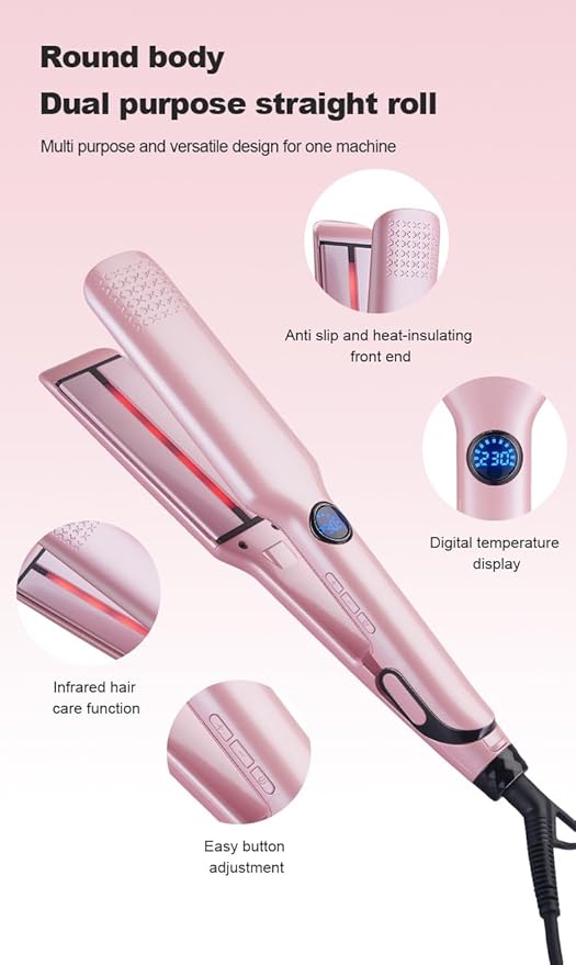 Electric Splint Infrared Splint Ceramic Multi-Function Curler Hair Straightening Plate Straightener (White)