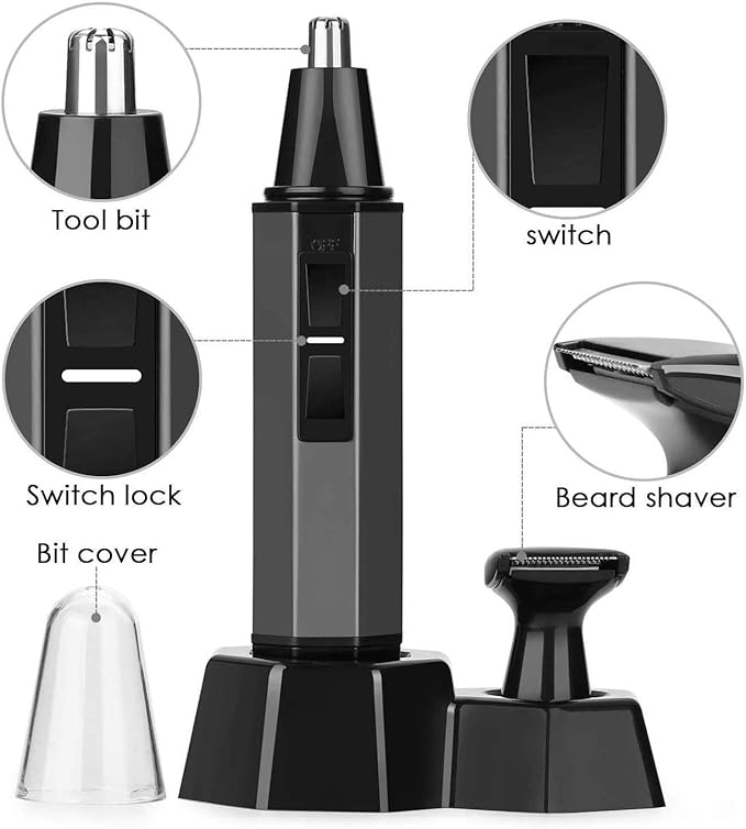 Ear and Nose Hair Trimmer Clipperfor Men and WomenBattery-OperatedWaterproof Dual Edge Blades for EasyBuilt-in LED Light.