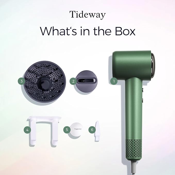 Tideway Hair Dryer Professional High-Speed Ionic Blow Dryer 110000 RPM Compact Hair Dryer with Magnetic Diffuser Fast Drying with Brushless Motor Low Noise Smart Temperature Control-H11