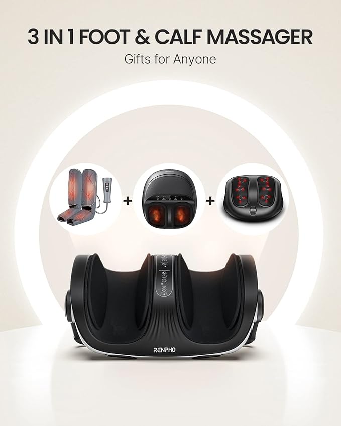 RENPHO Shiatsu Foot Massager with Heat Foot and Calf Massager FSA Eligible Items Only List Deep Kneading Massage for Plantar Fasciitis Relief Birthday Gifts for Women Men Size 14