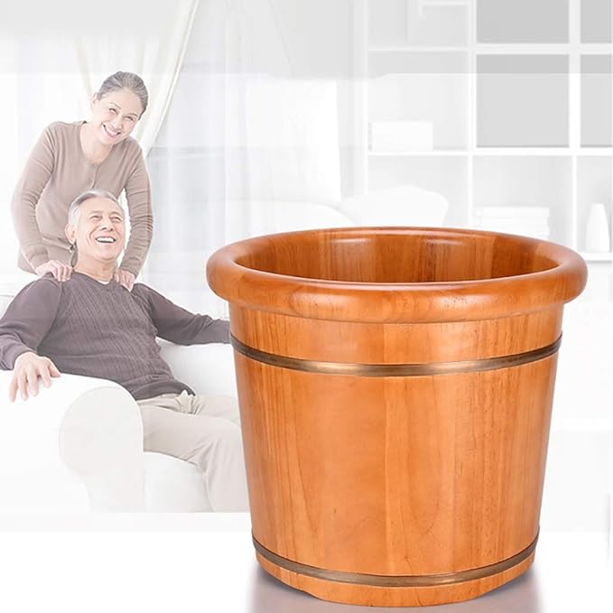 Katzowen Pedicure Foot Soak Tub Solid Wood Foot Tub Raised Wooden Foot Tub Wooden Foam Basin Foot Spa Household Wash Ba (Color : Foot Bath Without Cover)