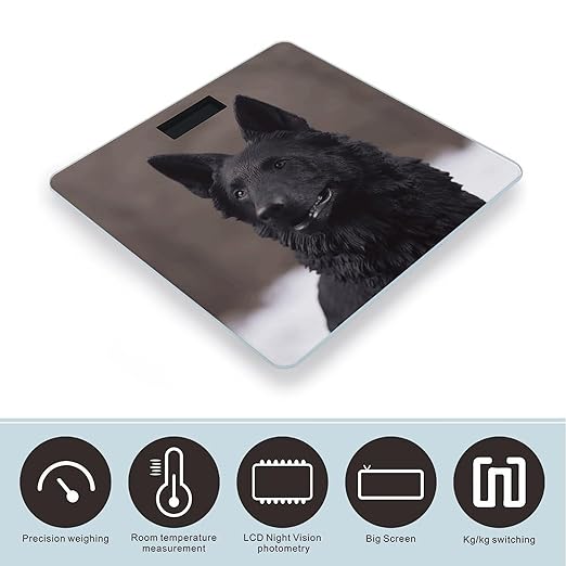 Black German Shepherd Smart Scale for Body Weight Accurate Bathroom Scale with LED Display Digital Weight Scales Weighing Machine High Precision Scales for Bath Home