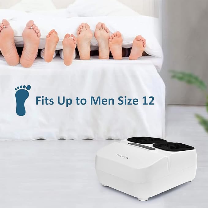 MOUNTRAX Foot Massager Machine with Heat Foot Massager for Plantar Fasciitis Neuropathy Pain Shiatsu Foot Massager with Remote Fits Feet Up to Men Size 13 (White)