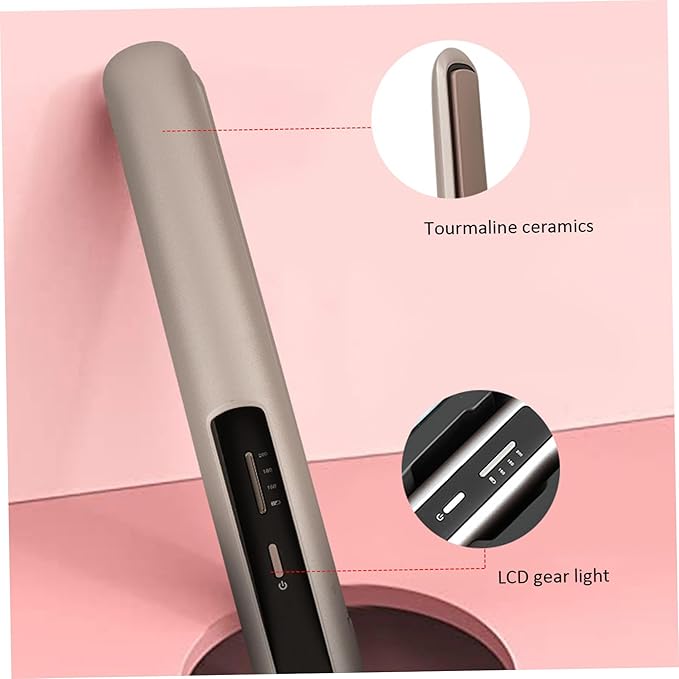 Cordless Hair Straightener ＆ Curler 3 Adjustable Temperature Travel Flat Iron Fast Heating Cordless Curling Iron Rechargeable Portable Straightener for Home Salon