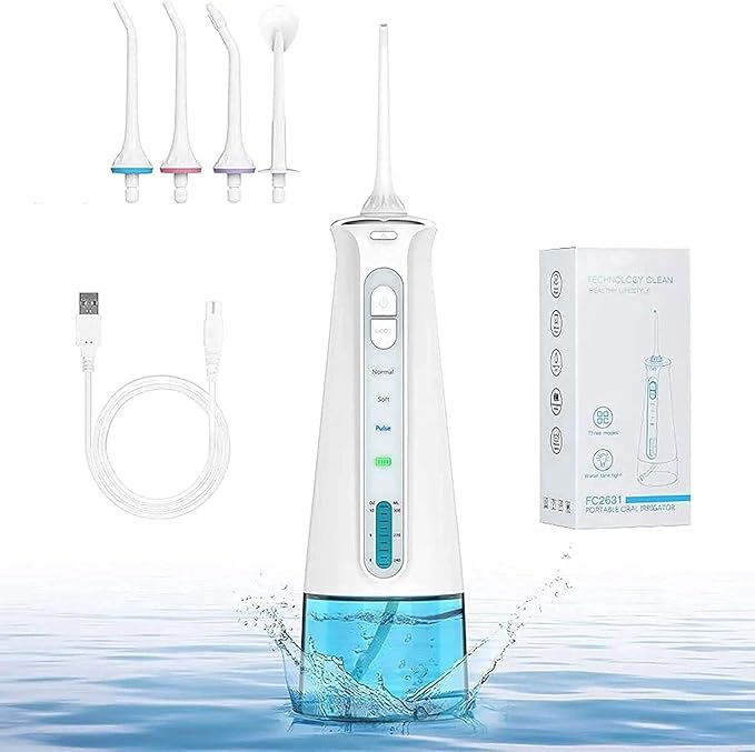 Cordless Water Flosser300ML Water Tank Dental Oral Irrigator with 3 ModesIPX 7 Waterproof for Home and Travel