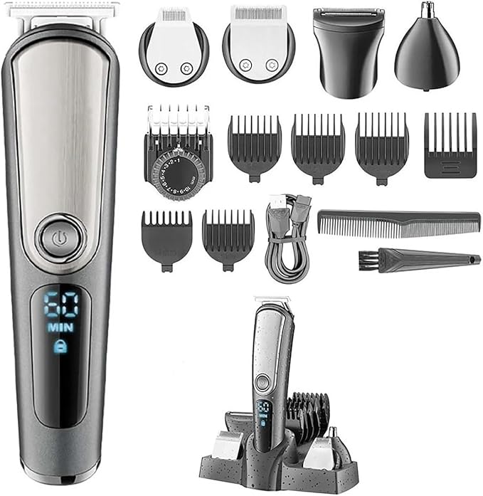 Hair Clippers for Men 5 in 1 Adjustable Hair Beard Trimmer for Men Body Groomer Electirc Shaver Facial Nose Ear Trimmer Eyebrow Rechargeable