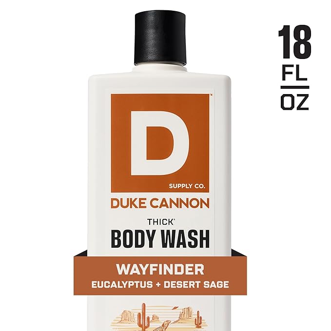 Duke Cannon Thick High Viscosity Body Wash - Wayfinder - Eucalyptus &amp Desert Sage Scent 3X Thicker Mineral-Enriched Sulfate-Free 17.5 oz (3-Pack)