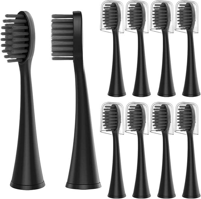 10pcs Replacement Toothbrush Heads Compatible with Burst Adult Compatible for S9 S1 S6 S8 S21 S26 S28 SG540 SG860(Black 10pcs)
