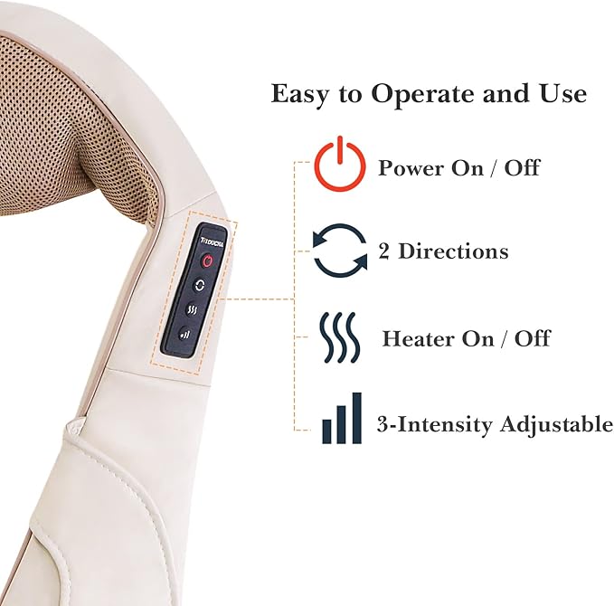 TRIDUCNA Shiatsu Neck Shoulder Back Massager with Heat - Electric Deep Tissue 3D Kneading Massage Pillow for Lower Back Calf Legs Full Body Muscle Relaxation Home Office and Car Use