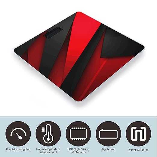 Red Black Scale for Body Weight High Precision Digital Weight Scales with LCD Display Anti-Slip Sturdy Slim Tempered Glass Bathroom Scale for Home Use