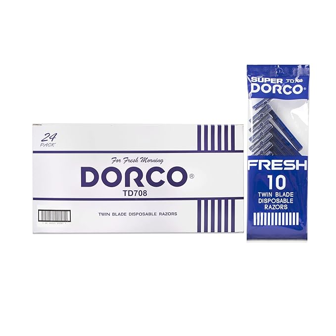 Dorco Fresh Twin Blade Disposable Razors for Men (240 Counts) Smooth &amp Comfortable Shave Shaving Razors for Men Non-Slip Handle Ideal for Sensitive Skin &amp Travel (Pack of 2)