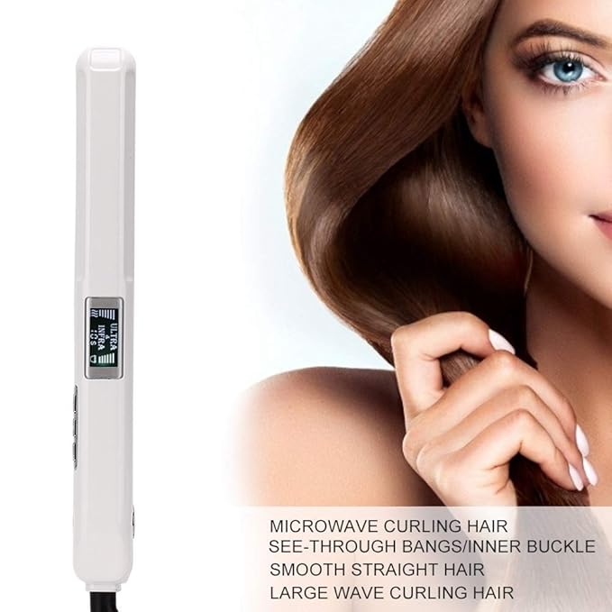 JUKEY Hair Straightener Infrared with Ultrasonic Care Iron Cold Treatment Recovers Damaged Hair and Shiny Hair Restoration LCD Display Dual Voltage Auto Off -White 13 x 2.4 x 1.8 Inch