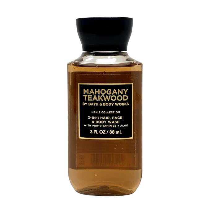 Bath &amp Body Works The Men's Collection 2 Mahogany Teakwood - 3-in-1 Hair Face &amp Body Washes - with an Aloe Vera Sample Soap - Travel size