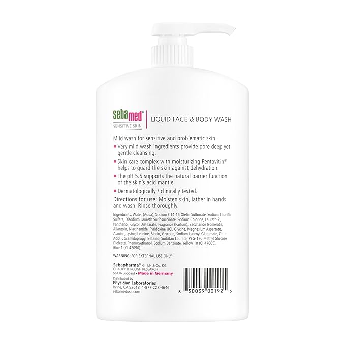 Sebamed Liquid Face &amp Body Wash 1000mL (1 Liter) Paraben-Free Dermatologist Recommended Mild Gentle Cleanser