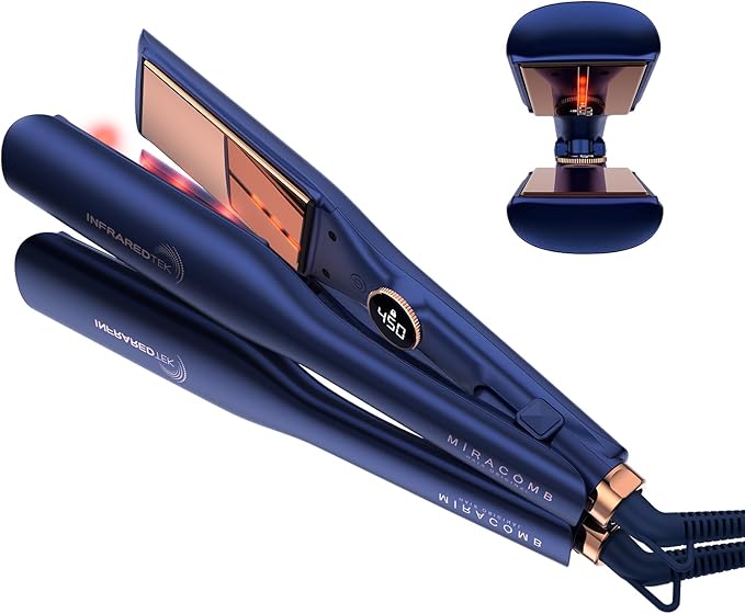 Titanium Flat Iron Hair Straightener | MIRACOMB Professional Straightening Iron Styler with Infrared Light for Straight and Smooth Styles|1.75 Premium 2 in 1 Styling Tool with Digital Heat Settings