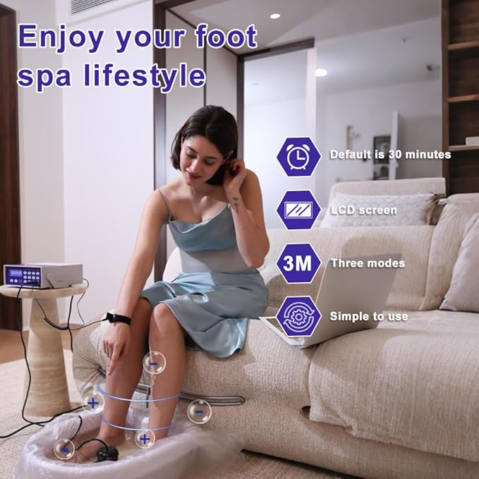 Ionic Detox Foot Bath Machine with Tub Ionic Foot Spa Detox Machine for Home Use Negative Ion Foot Detox Spa with 2 Arrays Easy to Use Safe &amp Effective for Relaxation &amp Body Cleansing