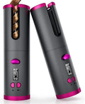 Wireless Auto Hair Curler with Adjustable Temperature and Timer Automatic Cordless Curling Iron with LCD Display Portable Rechargeable Rotating Fast Heating Hair Wand for Style