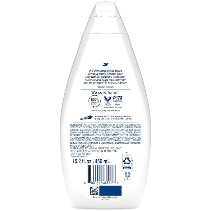 Dove Body Wash Hydrate 6-Pack – Moisturizing Cleanser for Smooth Soft Skin 15.22 Oz Ea