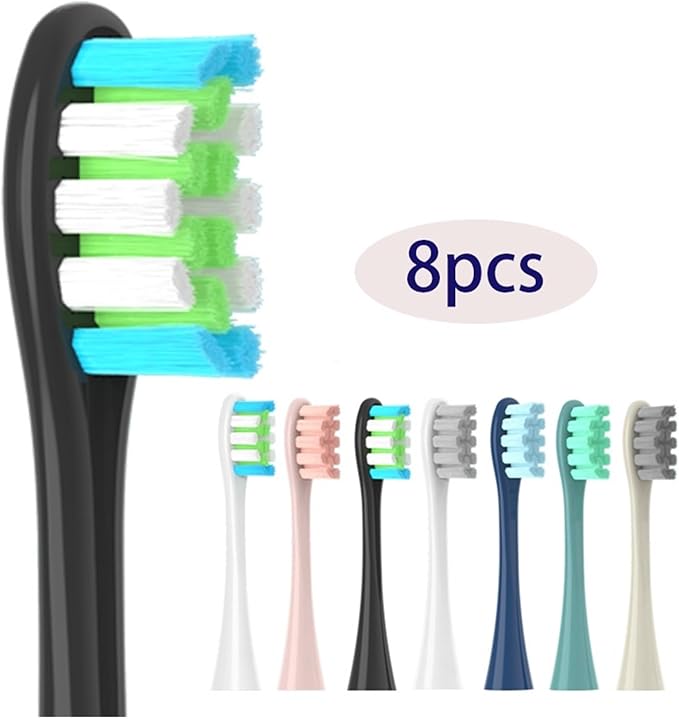 8 Pcs Replacement Brush HeadsCompatible for Oclean X PRO Elite/Flow/F1/One/X/All Series Electric Toothbrush(8 pcs Black)