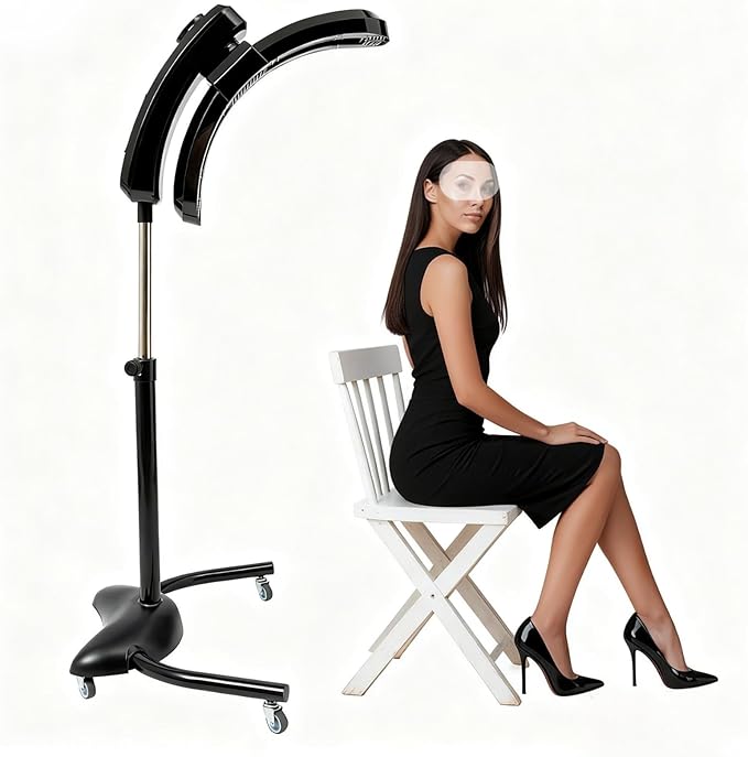 Vertical Hairdressing Heater Adjustable Temp Time Standing Hair Dryer Hair Color Processor Heating Stand with Wheels Vertical Cold Iron Hair Dryer Adjustable Angle(45° 90° 180°)
